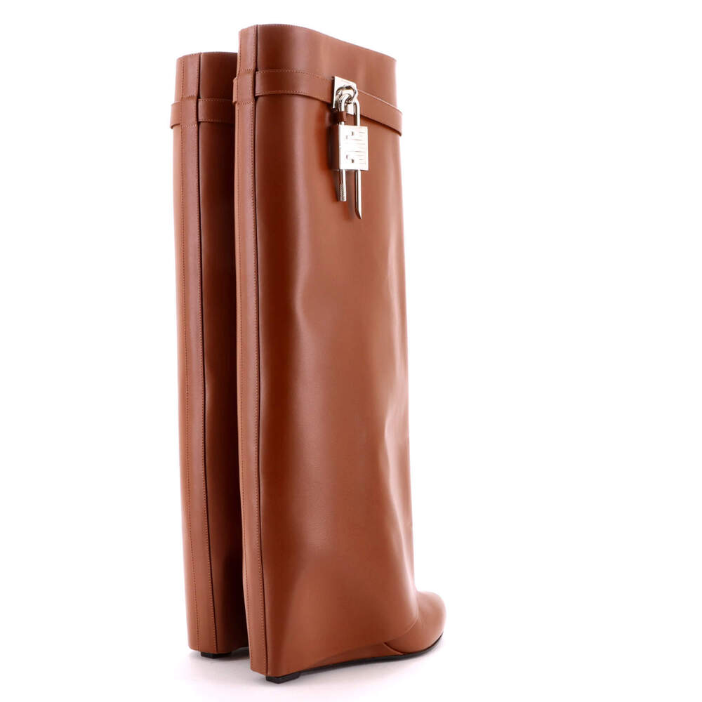 Givenchy Women's Shark Knee High Lock Boots Leather - Picture 3 of 5